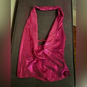 Shiny Pink Halter Top